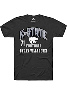 Dylan Villarouel  K-State Wildcats Black Rally Football NIL Arch Logo Short Sleeve T Shirt