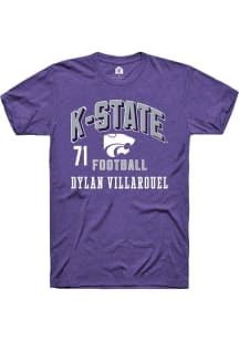 Dylan Villarouel Purple K-State Wildcats NIL Arch Logo Short Sleeve T Shirt