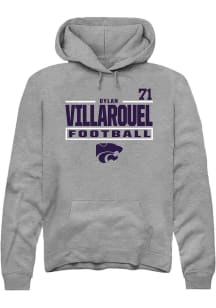 Dylan Villarouel Rally Mens Graphite K-State Wildcats NIL Stacked Box Hooded Sweatshirt