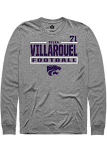 Dylan Villarouel  K-State Wildcats Graphite Rally Football NIL Stacked Box Long Sleeve T Shirt