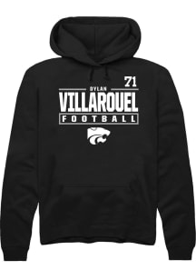 Dylan Villarouel Rally Mens Black K-State Wildcats NIL Stacked Box Hooded Sweatshirt