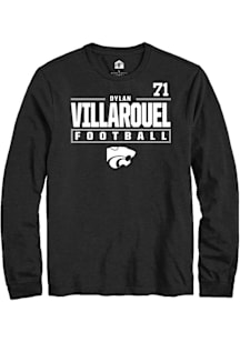 Dylan Villarouel  K-State Wildcats Black Rally Football NIL Stacked Box Long Sleeve T Shirt