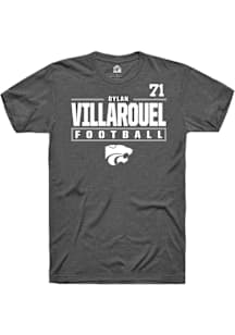 Dylan Villarouel  K-State Wildcats Grey Rally Football NIL Stacked Box Short Sleeve T Shirt