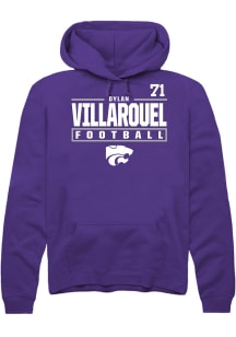 Dylan Villarouel Rally Mens Purple K-State Wildcats NIL Stacked Box Hooded Sweatshirt