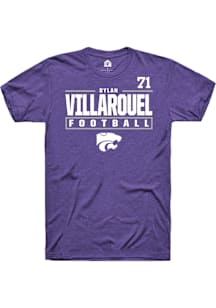 Dylan Villarouel  K-State Wildcats Purple Rally Football NIL Stacked Box Short Sleeve T Shirt