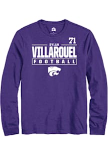 Dylan Villarouel  K-State Wildcats Purple Rally Football NIL Stacked Box Long Sleeve T Shirt