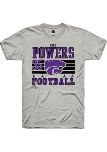 Gabe Powers Ash K-State Wildcats NIL Striped Short Sleeve T Shirt