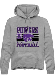 Gabe Powers Rally Mens Grey K-State Wildcats NIL Striped Hooded Sweatshirt