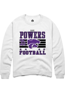 Gabe Powers Rally Mens White K-State Wildcats NIL Striped Crew Sweatshirt
