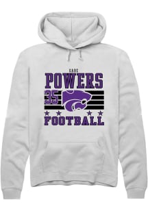 Gabe Powers Rally Mens White K-State Wildcats NIL Striped Hooded Sweatshirt