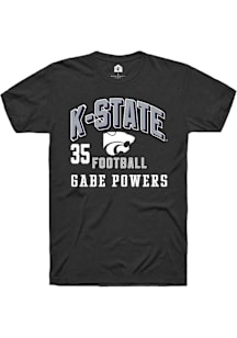 Gabe Powers  K-State Wildcats Black Rally Football NIL Arch Logo Short Sleeve T Shirt