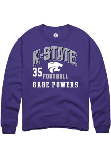 Gabe Powers Rally Mens Purple K-State Wildcats NIL Arch Logo Crew Sweatshirt