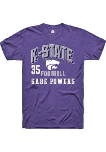 Gabe Powers Purple K-State Wildcats NIL Arch Logo Short Sleeve T Shirt