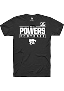 Gabe Powers  K-State Wildcats Black Rally Football NIL Stacked Box Short Sleeve T Shirt