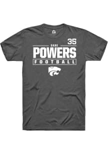 Gabe Powers Grey K-State Wildcats NIL Stacked Box Short Sleeve T Shirt