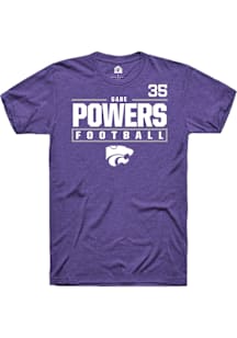Gabe Powers  K-State Wildcats Purple Rally Football NIL Stacked Box Short Sleeve T Shirt