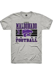 Gunner Maldonado Ash K-State Wildcats NIL Striped Short Sleeve T Shirt