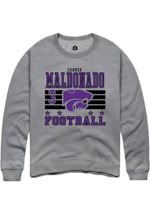 Gunner Maldonado Rally Mens Grey K-State Wildcats NIL Striped Crew Sweatshirt
