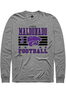Gunner Maldonado  K-State Wildcats Grey Rally Football NIL Striped Long Sleeve T Shirt