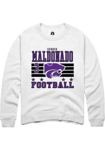 Gunner Maldonado Rally Mens White K-State Wildcats NIL Striped Crew Sweatshirt