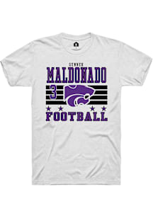 Gunner Maldonado  K-State Wildcats White Rally Football NIL Striped Short Sleeve T Shirt