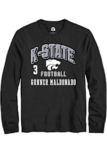 Gunner Maldonado  K-State Wildcats Black Rally Football NIL Arch Logo Long Sleeve T Shirt