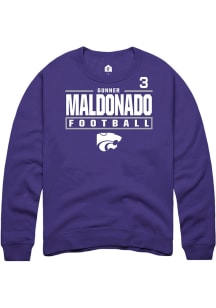Gunner Maldonado Rally Mens Purple K-State Wildcats NIL Stacked Box Crew Sweatshirt