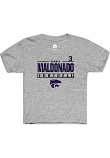 Gunner Maldonado  Rally K-State Wildcats Youth Grey NIL Stacked Box Short Sleeve T-Shirt