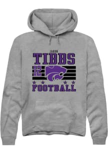 Jaron Tibbs Rally Mens Grey K-State Wildcats NIL Striped Hooded Sweatshirt