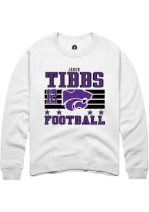 Jaron Tibbs Rally Mens White K-State Wildcats NIL Striped Crew Sweatshirt