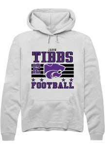 Jaron Tibbs Rally Mens White K-State Wildcats NIL Striped Hooded Sweatshirt