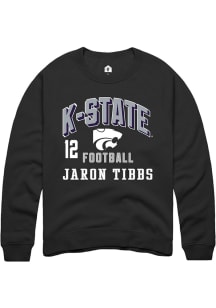 Jaron Tibbs Rally Mens Black K-State Wildcats NIL Arch Logo Crew Sweatshirt