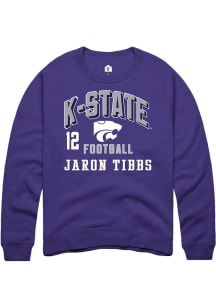 Jaron Tibbs Rally Mens Purple K-State Wildcats NIL Arch Logo Crew Sweatshirt