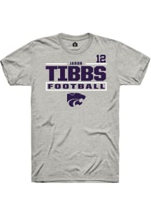 Jaron Tibbs Ash K-State Wildcats NIL Stacked Box Short Sleeve T Shirt