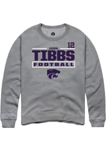 Jaron Tibbs Rally Mens Graphite K-State Wildcats NIL Stacked Box Crew Sweatshirt