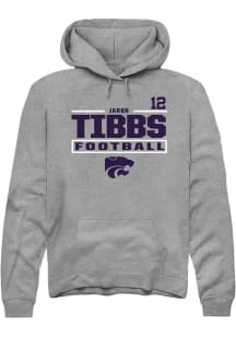 Jaron Tibbs Rally Mens Graphite K-State Wildcats NIL Stacked Box Hooded Sweatshirt
