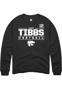 Jaron Tibbs Rally Mens Black K-State Wildcats NIL Stacked Box Crew Sweatshirt