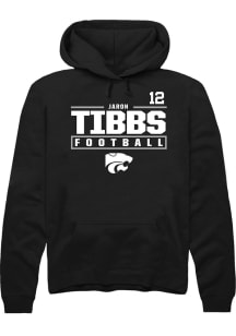 Jaron Tibbs Rally Mens Black K-State Wildcats NIL Stacked Box Hooded Sweatshirt