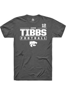 Jaron Tibbs Grey K-State Wildcats NIL Stacked Box Short Sleeve T Shirt