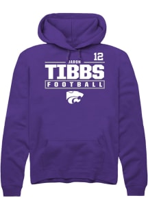 Jaron Tibbs Rally Mens Purple K-State Wildcats NIL Stacked Box Hooded Sweatshirt