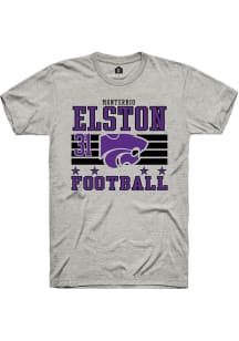 Monterrio Elston Ash K-State Wildcats NIL Striped Short Sleeve T Shirt