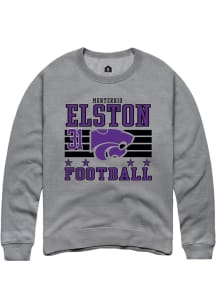 Monterrio Elston Rally Mens Grey K-State Wildcats NIL Striped Crew Sweatshirt