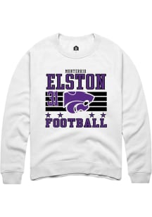Monterrio Elston Rally Mens White K-State Wildcats NIL Striped Crew Sweatshirt