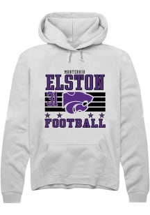 Monterrio Elston Rally Mens White K-State Wildcats NIL Striped Hooded Sweatshirt