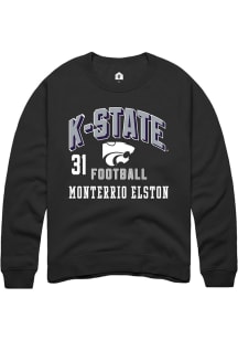 Monterrio Elston Rally Mens Black K-State Wildcats NIL Arch Logo Crew Sweatshirt