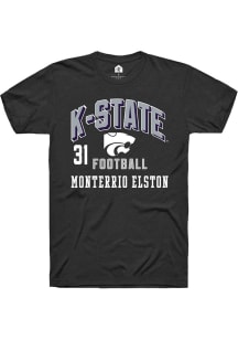 Monterrio Elston Black K-State Wildcats NIL Arch Logo Short Sleeve T Shirt
