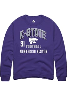 Monterrio Elston Rally Mens Purple K-State Wildcats NIL Arch Logo Crew Sweatshirt