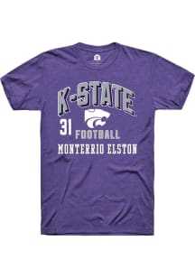 Monterrio Elston Purple K-State Wildcats NIL Arch Logo Short Sleeve T Shirt
