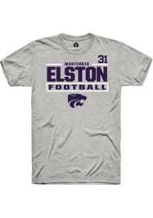 Monterrio Elston Ash K-State Wildcats NIL Stacked Box Short Sleeve T Shirt