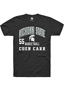 Coen Carr  Michigan State Spartans Black Rally NIL Arch Logo Short Sleeve T Shirt